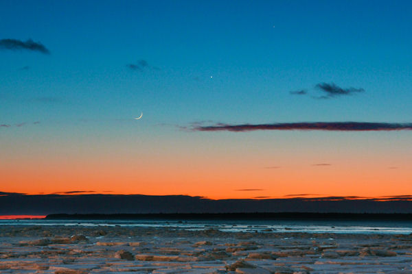 Lune, Vénus et Mercure. Crédit photo : Luc Bellavance